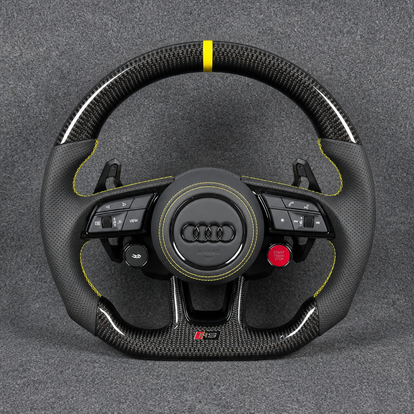 Custom Alcantara Nappa Leather Carbon Fiber LED Steering Wheel for Audi Q3 SQ3 RSQ3 8U 2011–2018 -JIONX