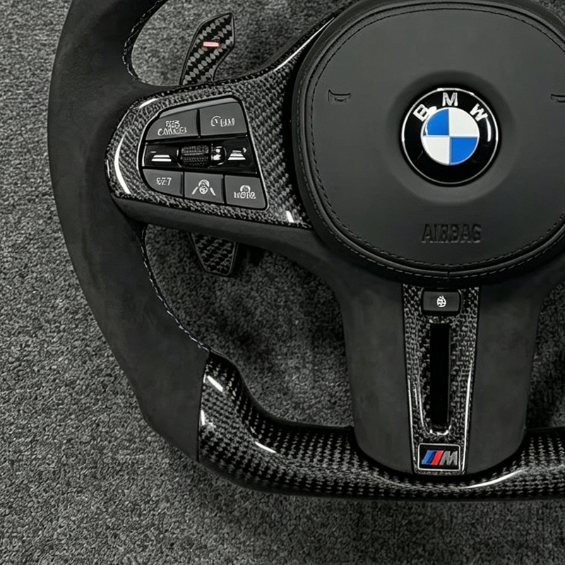 G20 G28 G29 G30 G32 G38 3 Series M4 Sports Style Custom Carbon Fiber Leather Heating Steering Wheel Perfect Fit for 320i