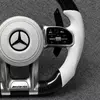 Custom AMG Performance Steering Wheel for Mercedes Benz CLA GLC GLB GLE GLS C63 E63 CLS63 S63 G63 Carbon Fiber White Leather