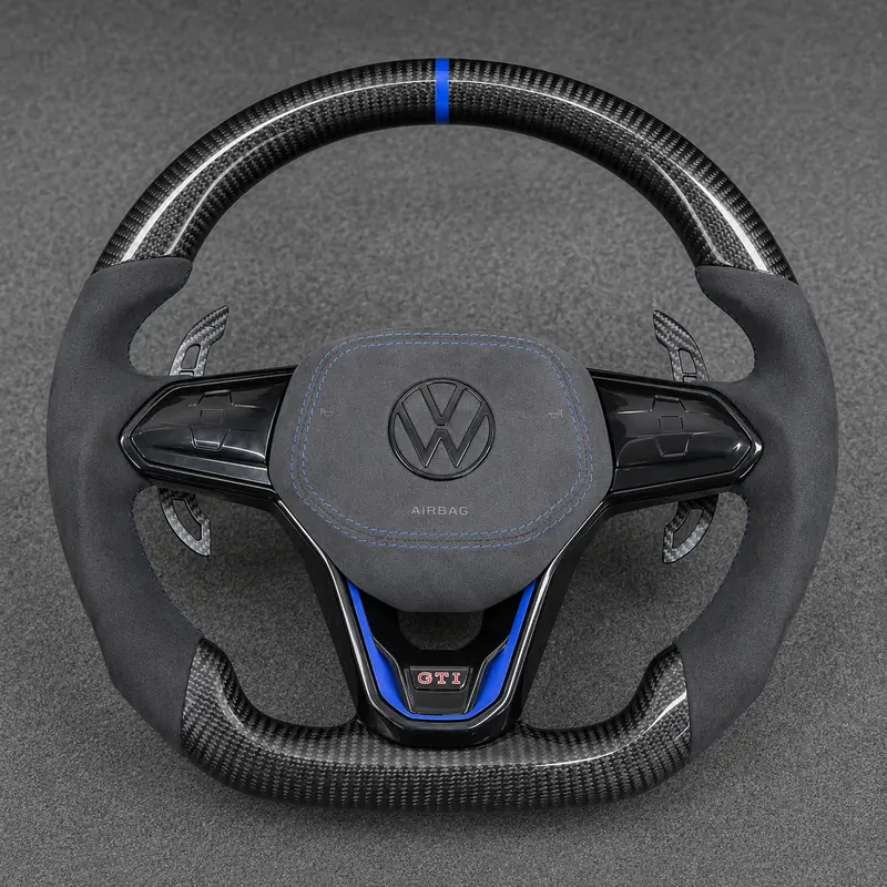 For Volkswagen Golf MK8 GTI Golf R 2019-2026 Custom Real Carbon Fiber Flat Bottom Steering Wheel | JIONX