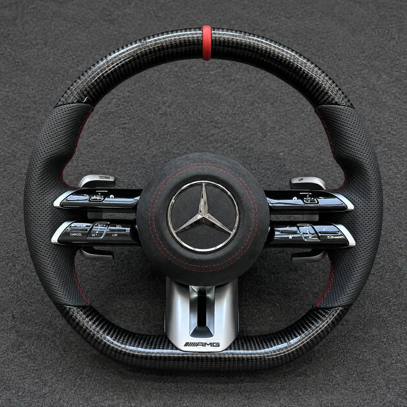 Benz A B C E S GLC GLE 2003-2026 W203-W206 W211-W214 Nappa Alcantara Custom Real Carbon Fiber LED Dragonfly Wheel -JIONX