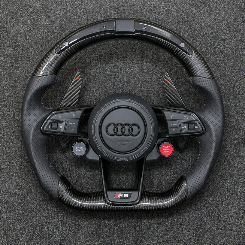  For Audi A3 S3 RS3 1996–2026 8L 8P 8V 8Y Nappa Alcantara Custom Real Carbon Fiber LED Wheel -JIONX
