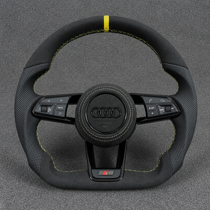 For Audi A4 S4 RS4 A5 S5 RS5 1994–2026 B5 B5 B6 B7 B8 B9 8T 8F F5 B10 Nappa Alcantara Custom Real Carbon Fiber LED Wheel-JIONX