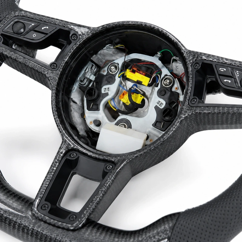Custom genuine leather and carbon fiber steering wheel with LED indicators suitable for Porsche Macan Cayenne Panamera 911 and other models