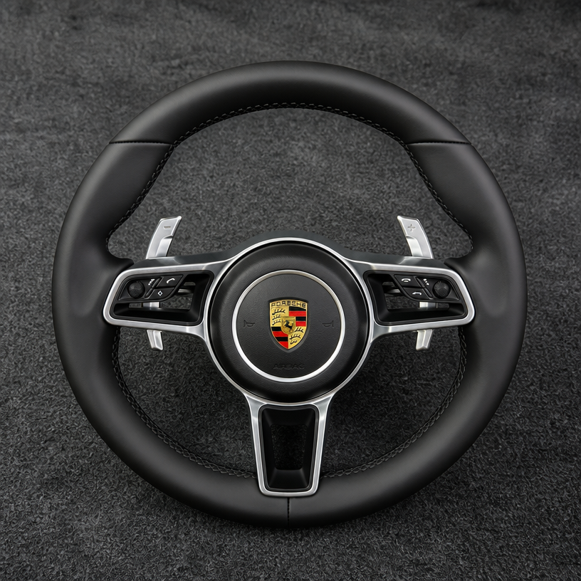 For Porsche 911 991 992 2012–2026 Nappa Leather Custom Real Carbon Fiber LED Sport Response Button Steering Wheel -JIONX
