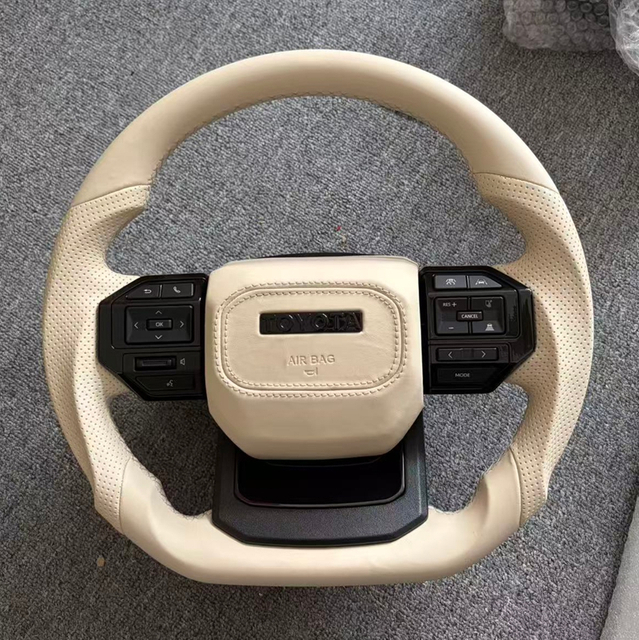 Factory Price OEM LC300 Beige Leather Steering Wheel for Toyota Land Cruiser 2010-2021 Prado GR Style OEM Steering Wheel