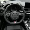JIONX Flat Bottom Suede Top Leather Steering Wheel Installed On Audi Full Series Interior Refit