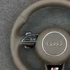 semi perforated brown nappa leather grip for Audi steering wheel JIONX