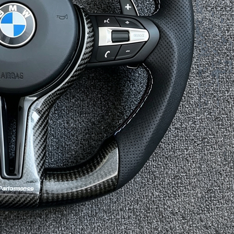 BMW F30 F10 F32 F20 F25 F22 F36 F33 F32 F11 F18 series carbon fiber white leather steering wheel on both sides