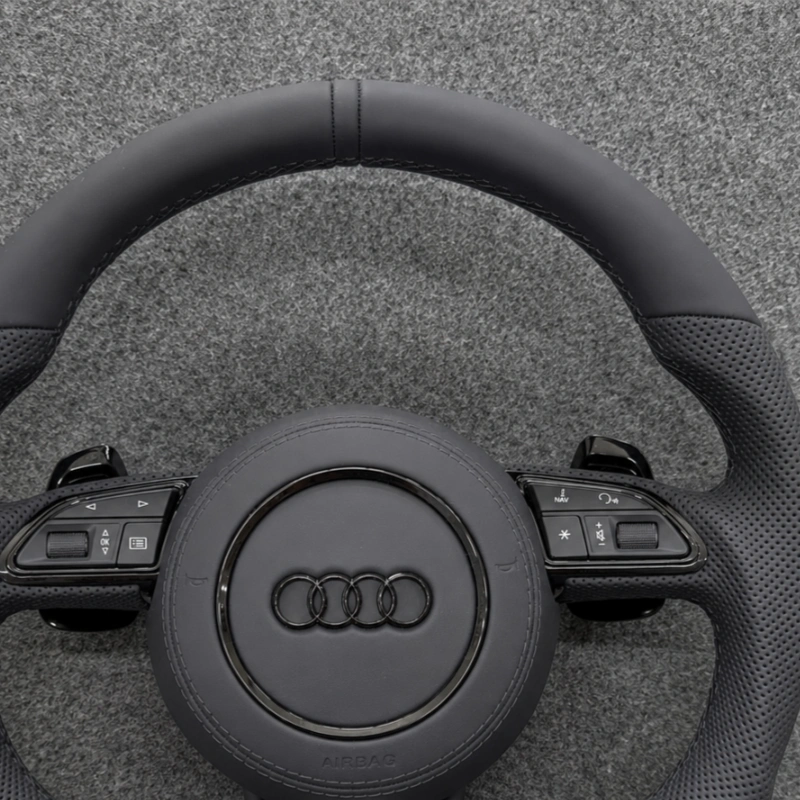 JIONX Luxury Soft Suede Top Rim Texture For Audi Flat Bottom Steering Wheel