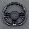 Mercedes Benz AMG GT LED Carbon Fiber Steering Wheel with Gray Perforated Leather W205 W212 W190 W166 W177 W214 W216 W217 W218 W222 W253 W257 W463 W464
