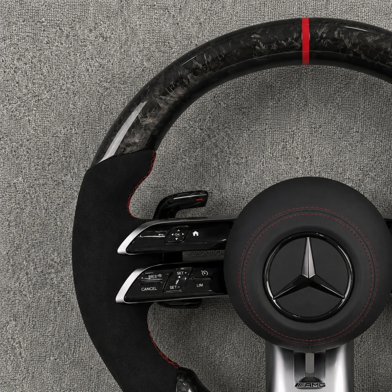 Custom AMG GT Steering Wheel with Carbon Fiber and Alcantara W205 W212 W190 W166 W177 W214 W216 W217 W218 W222 W253 W257 W463 W464