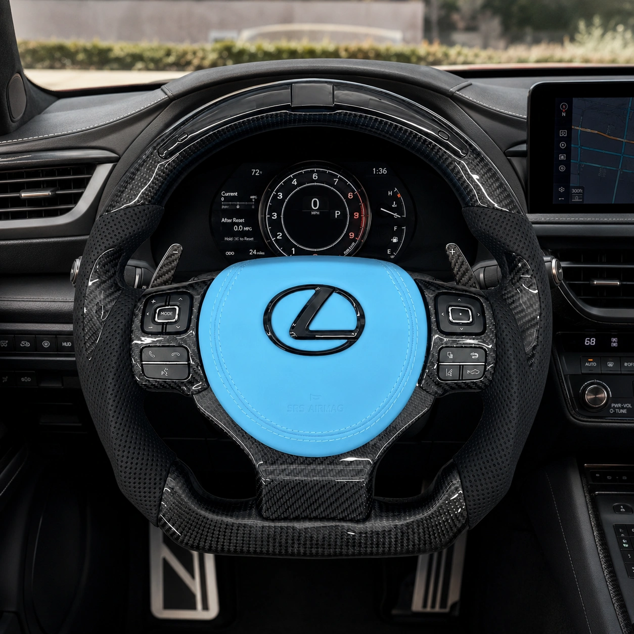 Carbon Fiber And Genuine Leather Steering Wheel for Lexus CT ES IS LX NX RC And RX Models