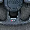 RS Sport Emblem Badge Detail On Custom LED Carbon Fiber Audi Steering Wheel JIONX
