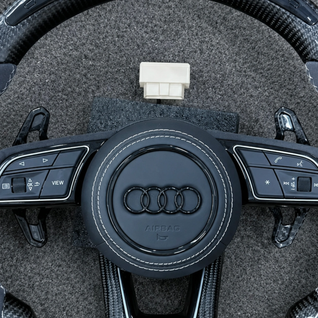 Gloss Carbon Fiber Shift Paddle Detail For Custom Audi B9 LED RS Steering Wheel JIONX