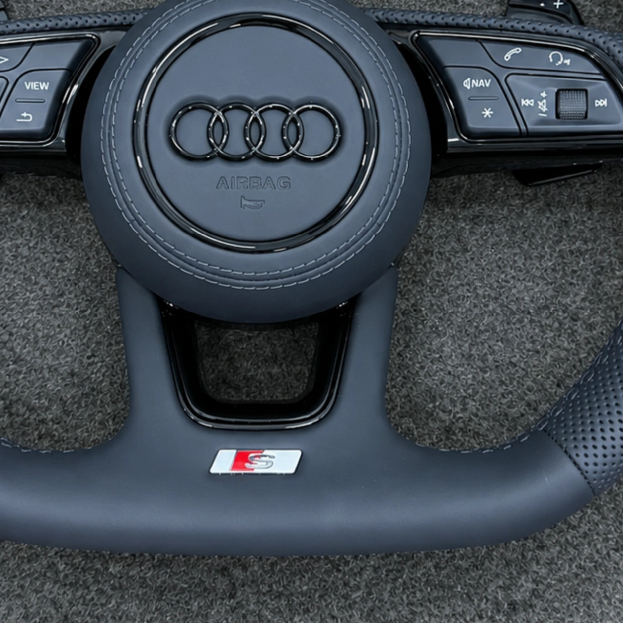 S Line Emblem Badge Detail For Audi Semi Perforated Leather Steering Wheel JIONX