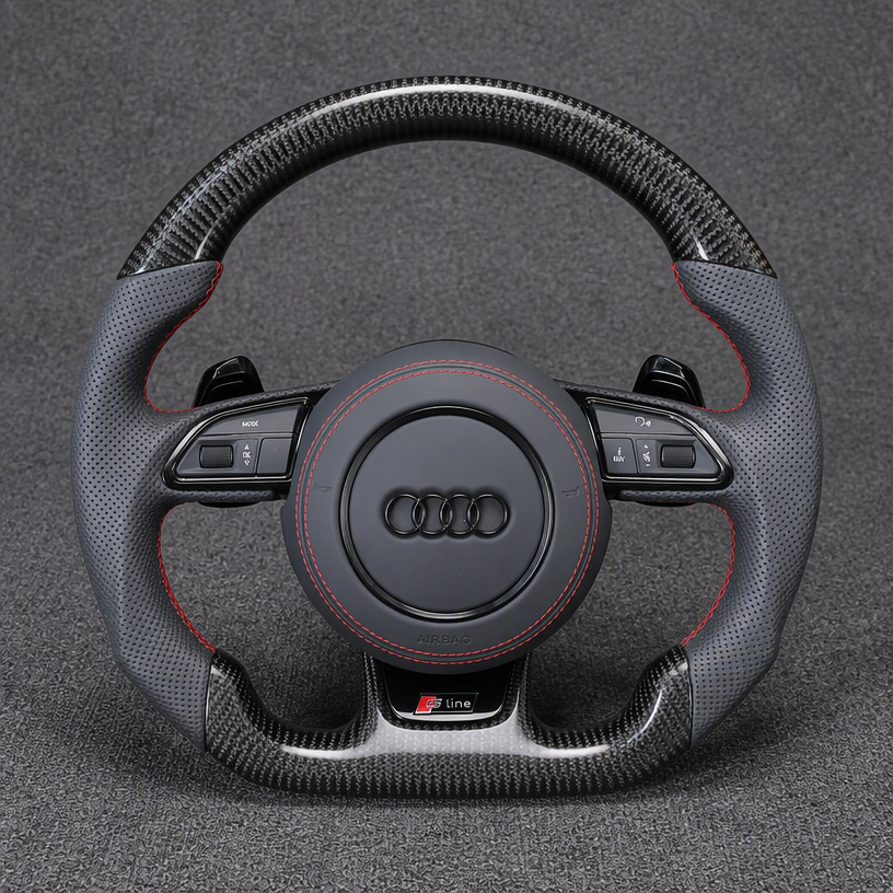 Custom Nappa Leather Carbon Fiber LED Wheel for Audi A8 S8 D2 D3 D4 D5 1994–2026 -JIONX