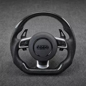 Audi TT TTS TT RS custom carbon fiber OEM-style steering wheel with perforated leather grip