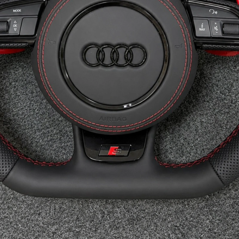 RS performance badge close up JIONX Audi flat bottom modified steering wheel