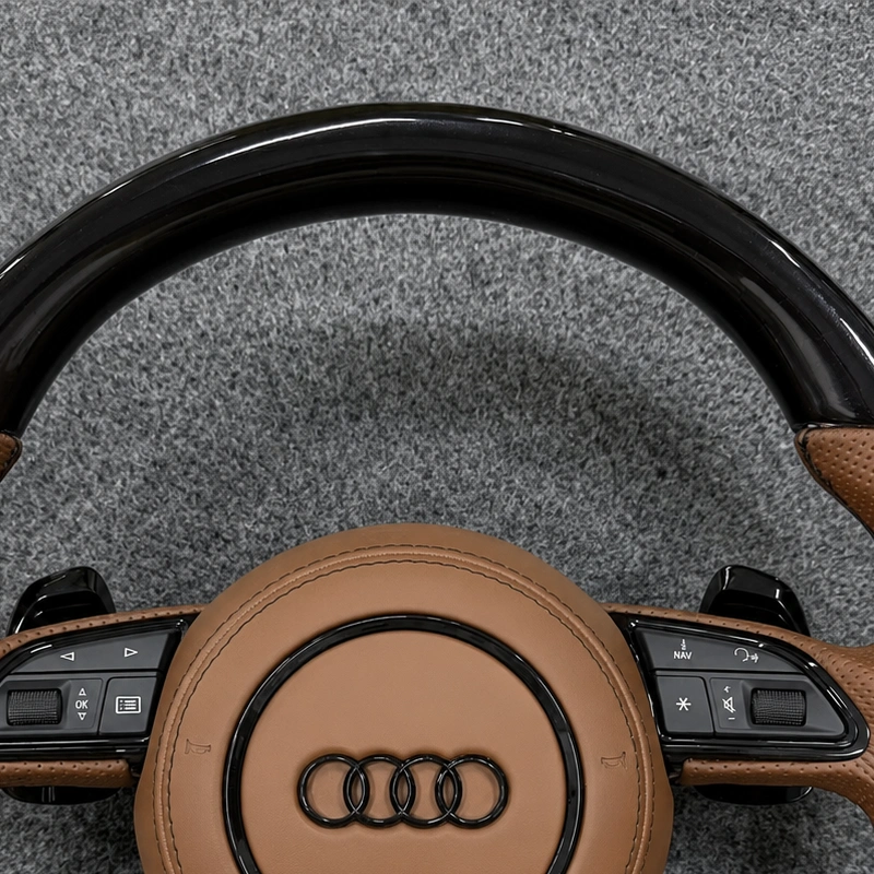 OEM style buttons and fitment details for Audi B8 carbon fiber steering wheel