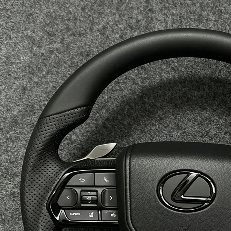 Toyota GR Style Steering Wheel with Control Buttons Carbon Fiber for Alphard 80 Hilux Land Cruiser