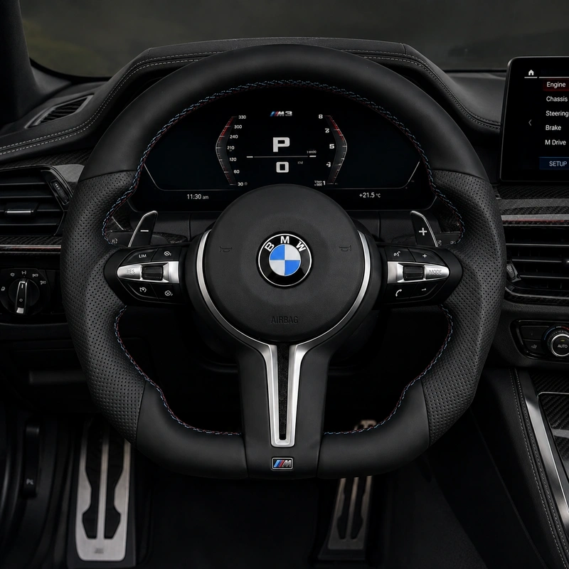 Custom Nappa Leather Steering Wheel for BMW 3 Series M3 F30-F35 F80 2007–2021-JIONX