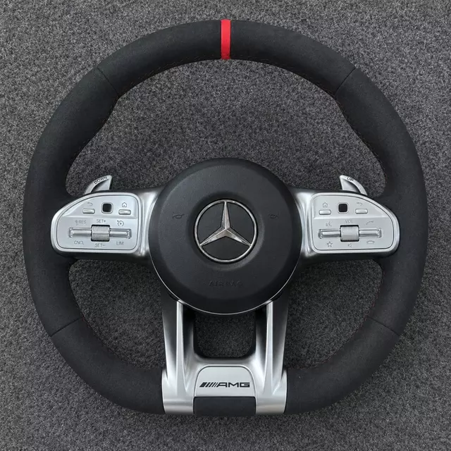 Black Alcantara AMG Steering Wheel for Mercedes Benz CLA GLC GLB GLS GLE W118 W204 W205 W212 W213 W221 W222 E63 E63S E63 S63 C63 CLS63 G63