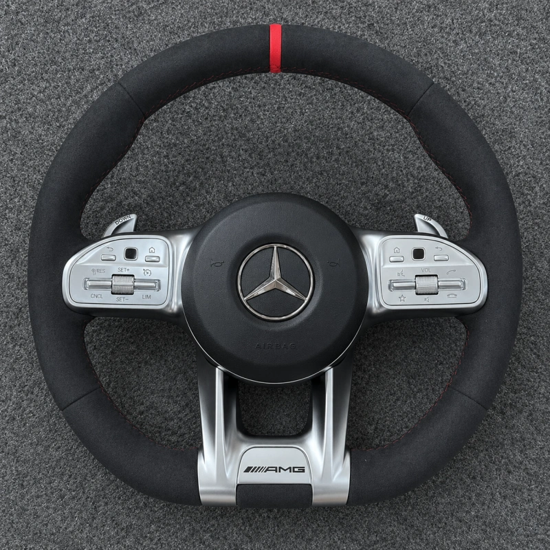 Black Alcantara AMG Steering Wheel for Mercedes Benz CLA GLC GLB GLS GLE W118 W204 W205 W212 W213 W221 W222 E63 E63S E63 S63 C63 CLS63 G63