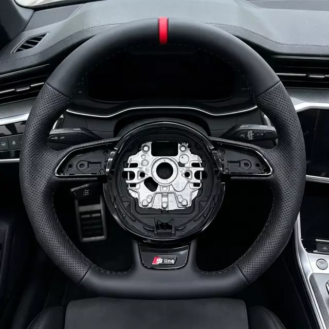 Real Install View JIONX Black Leather S Line Steering Wheel Interior Mod For Audi A3 S3 RS3