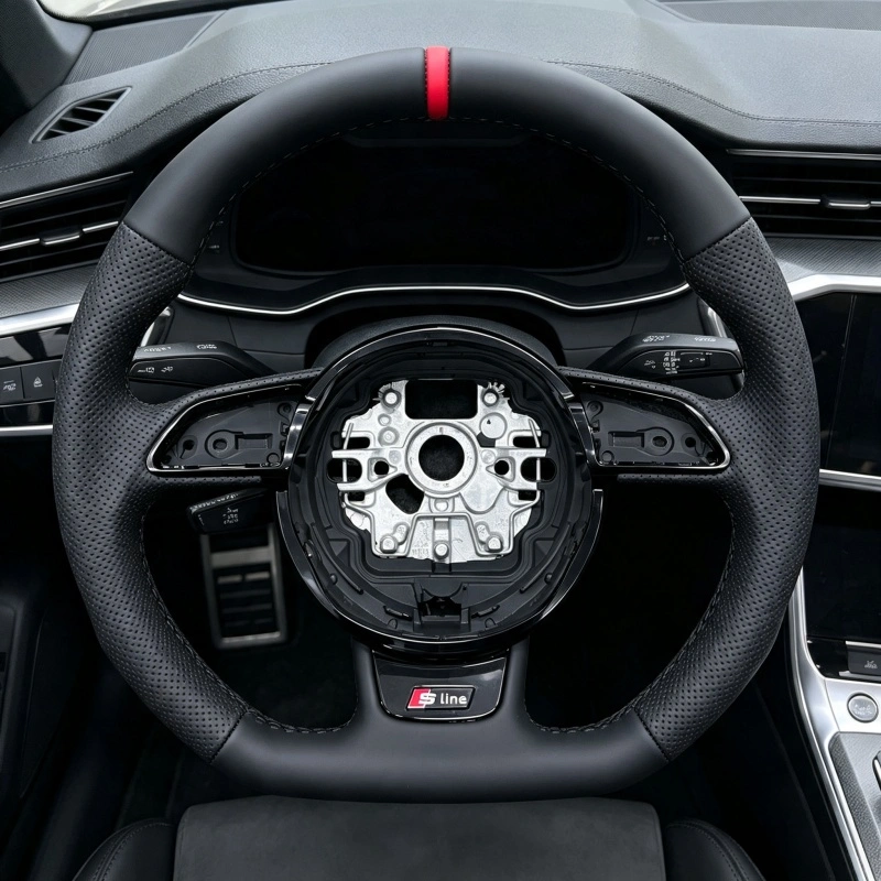 Real Install View JIONX Black Leather S Line Steering Wheel Interior Mod For Audi A3 S3 RS3
