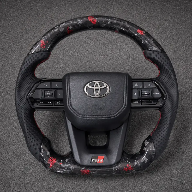 For Toyota Series 2015–2026 Nappa Leather Custom Real Forged Carbon Fiber LED Steering Wheel -JIONX