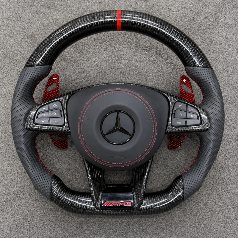 Nappa Leather And Carbon Fiber Steering Wheel for Mercedes AMG A C E GLA GLC GLE GLS CLA And CLS Series Models