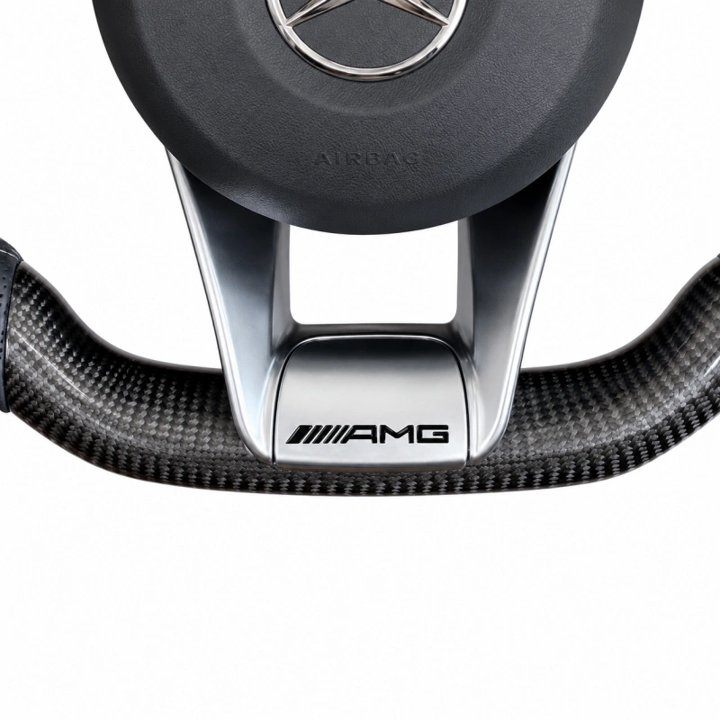 Custom carbon fiber and Nappa leather three-spoke steering wheel for Mercedes-AMG