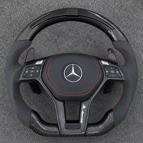Alcantara and Carbon Fiber LED Steering Wheel for Mercedes-AMG W218, CLA45, W207, S500, W220, A180, CLS, X218, W238, 63, C63, GLC, E350, W215, C117, C43