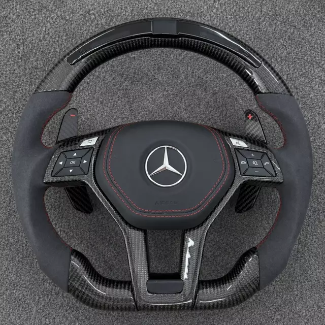 Alcantara and Carbon Fiber LED Steering Wheel for Mercedes-AMG W218, CLA45, W207, S500, W220, A180, CLS, X218, W238, 63, C63, GLC, E350, W215, C117, C43