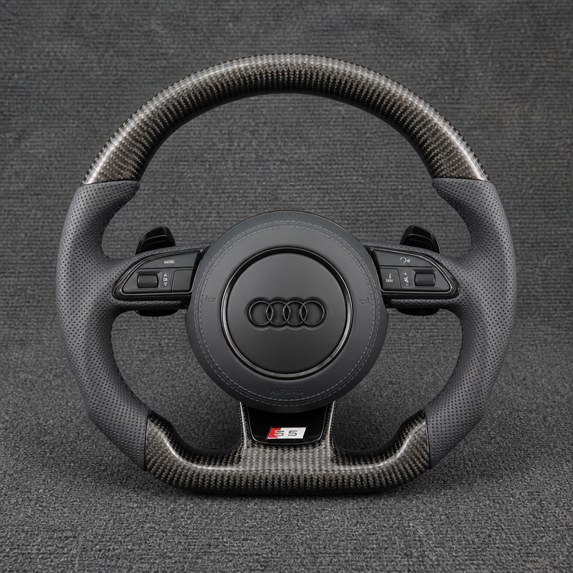 Custom Perforated Nappa Leather Carbon Fiber LED Steering Wheel for Audi A4 S4 RS4 A5 S5 RS5 B5 B6 B7 B8 B9 8T 8F F5 1994–2026 -JIONX