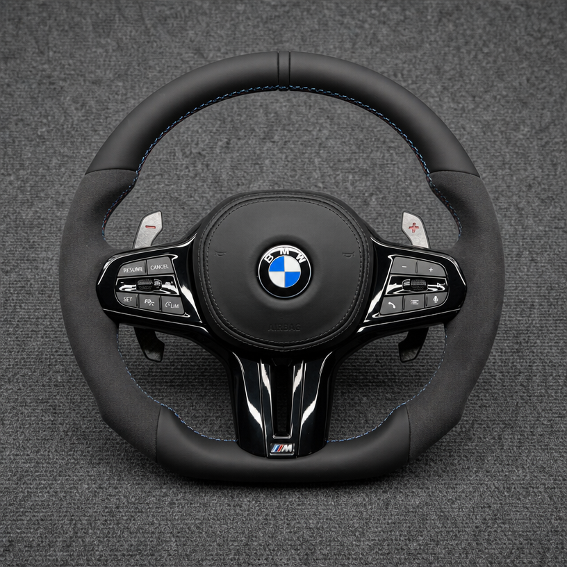 Custom Nappa Leather Steering Wheel with M Buttons for BMW 7 Series G11 G12 2016–2022 -JIONX