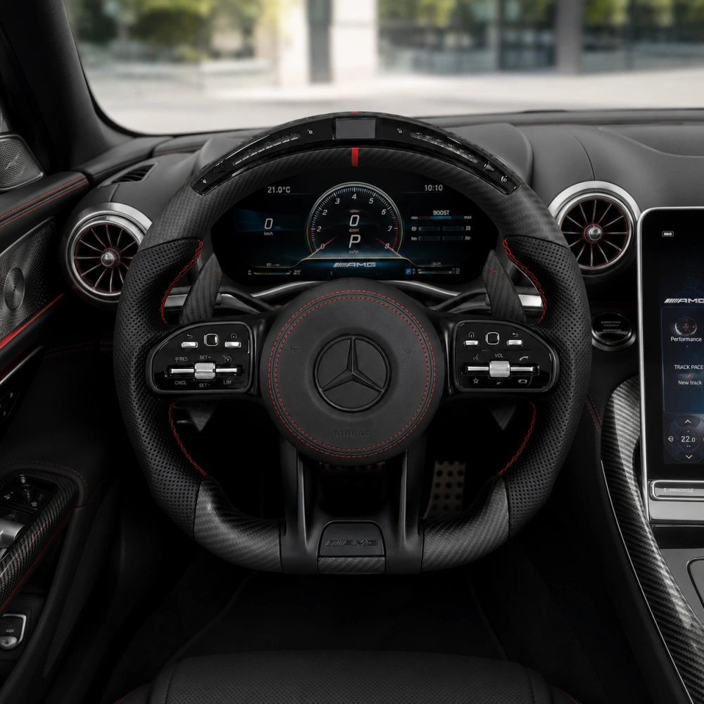 Customized Custom Carbon Fiber Leather Car Steering Wheel For Mercedes Benz W204 W205 W207 W211 W212 W213 W221 AMG Steering Whee