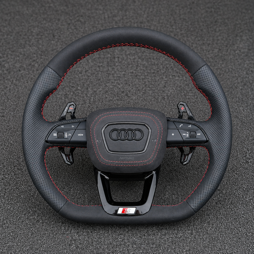For Audi TT 8N 8J 8S TTS TT RS 1998-2023 Custom Real Carbon Fiber Perforated Leather Steering Wheel | JIONX