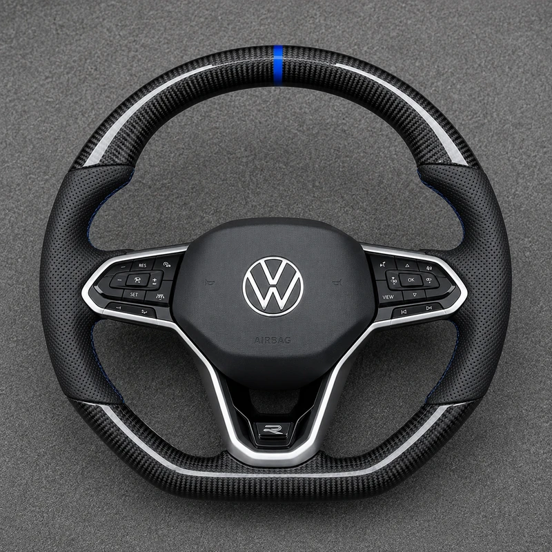 For Volkswagen Golf MK8 GTI Golf R 2019-2026 Custom Real Carbon Fiber Flat Bottom Steering Wheel | JIONX