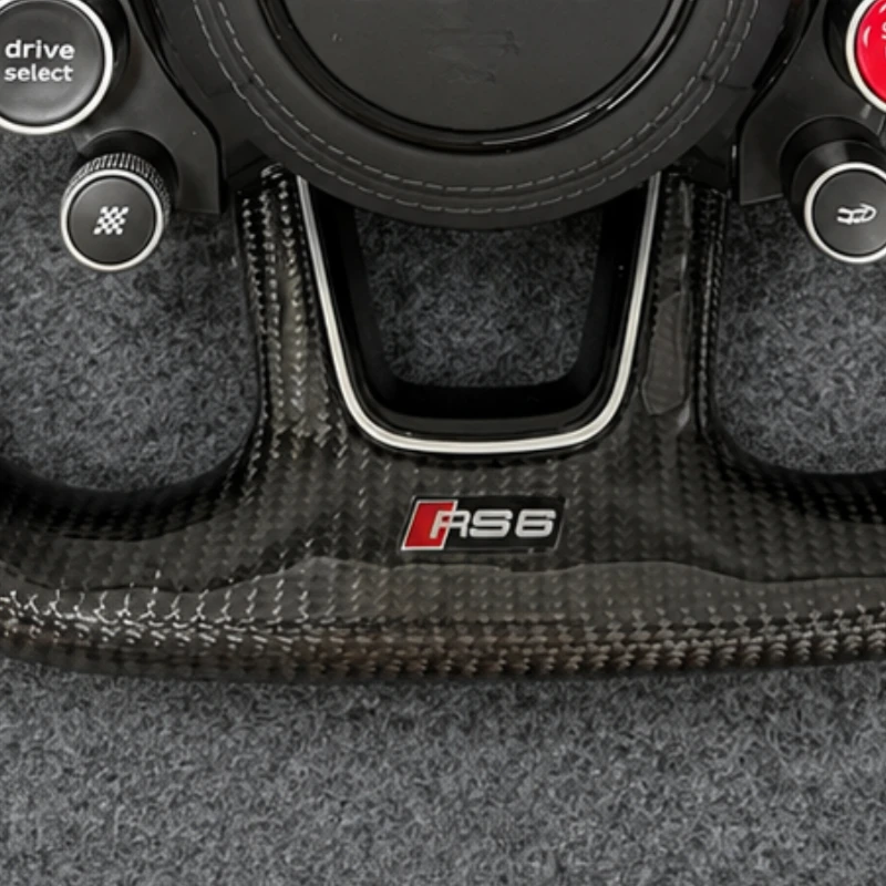 RS6 badge carbon fiber bottom trim audi sport steering wheel Jionx
