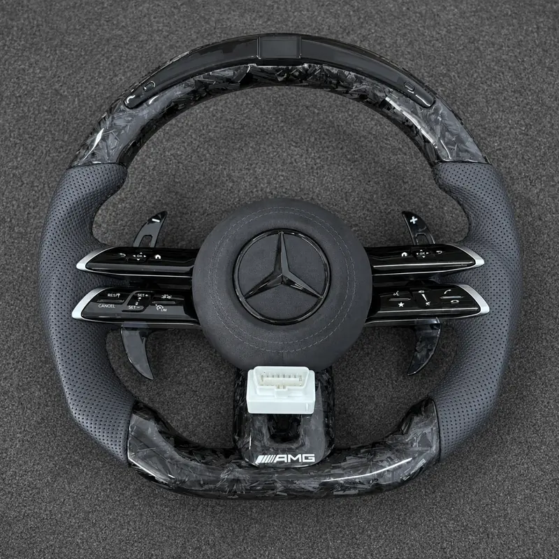 Benz A B C E S GLC GLE 2003-2026 W203-W206 W211-W214 Nappa Alcantara Custom Real Carbon Fiber LED Dragonfly Wheel -JIONX