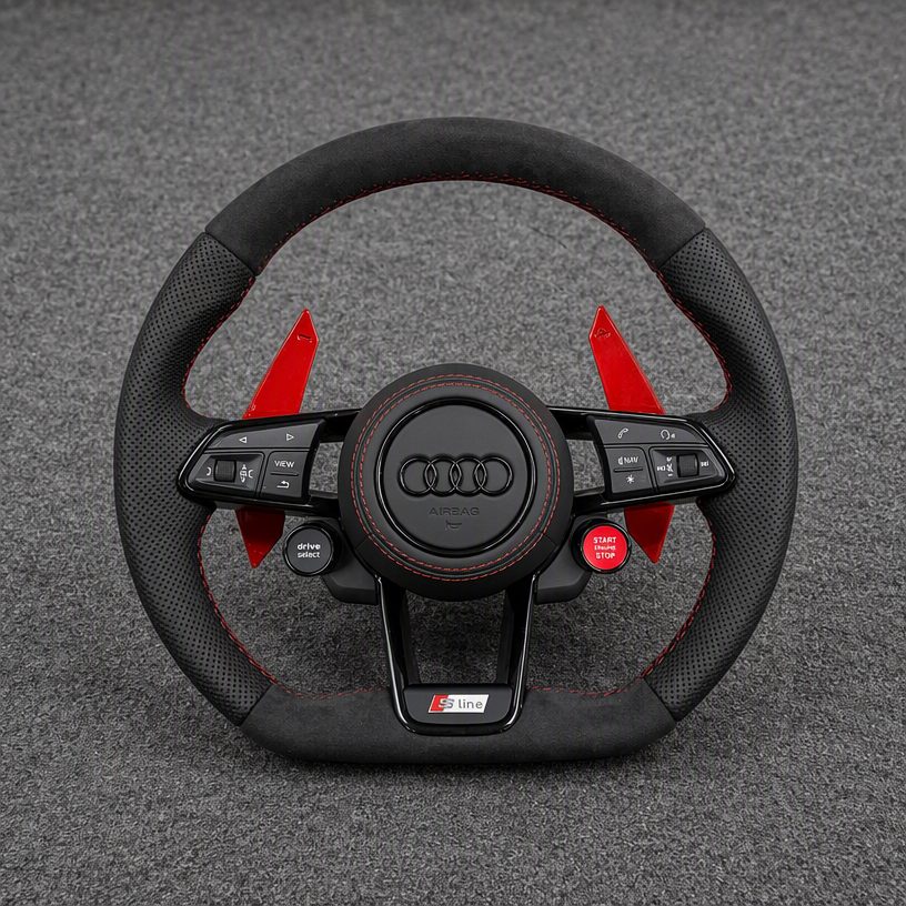 Audi Q3 SQ3 RSQ3 2011-2018 8U Nappa Alcantara Custom Real Carbon Fiber LED Wheel -JIONX