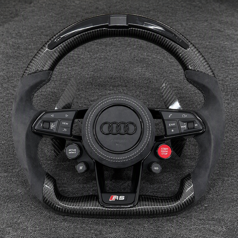  For Audi A3 S3 RS3 1996–2026 8L 8P 8V 8Y Nappa Alcantara Custom Real Carbon Fiber LED Wheel -JIONX