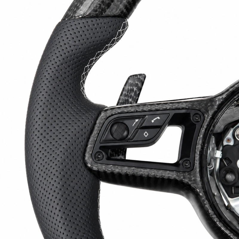 Custom genuine leather and carbon fiber steering wheel with LED indicators suitable for Porsche Macan Cayenne Panamera 911 and other models
