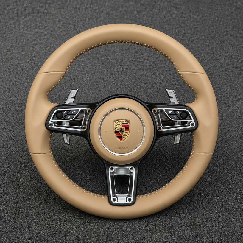For Porsche Cayenne 9YA 9YB 2018–2026 Nappa Leather Custom Real Carbon Fiber LED Sport Response Button Steering Wheel -JIONX