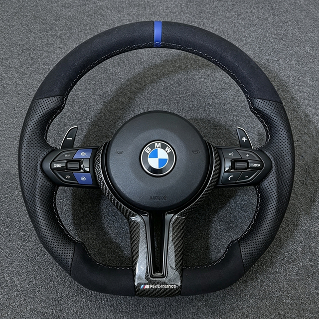 Blue Red M Sport Alcantara Steering Wheel for BMW F01 F06 F10 F11 F12 F20 F21 F22 F25 F26 F30 F31 F32 F33 F34 F36 M3 F80 M4 F82 M5 F90