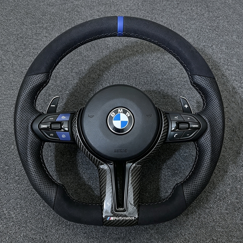Blue Red M Sport Alcantara Steering Wheel for BMW F01 F06 F10 F11 F12 F20 F21 F22 F25 F26 F30 F31 F32 F33 F34 F36 M3 F80 M4 F82 M5 F90