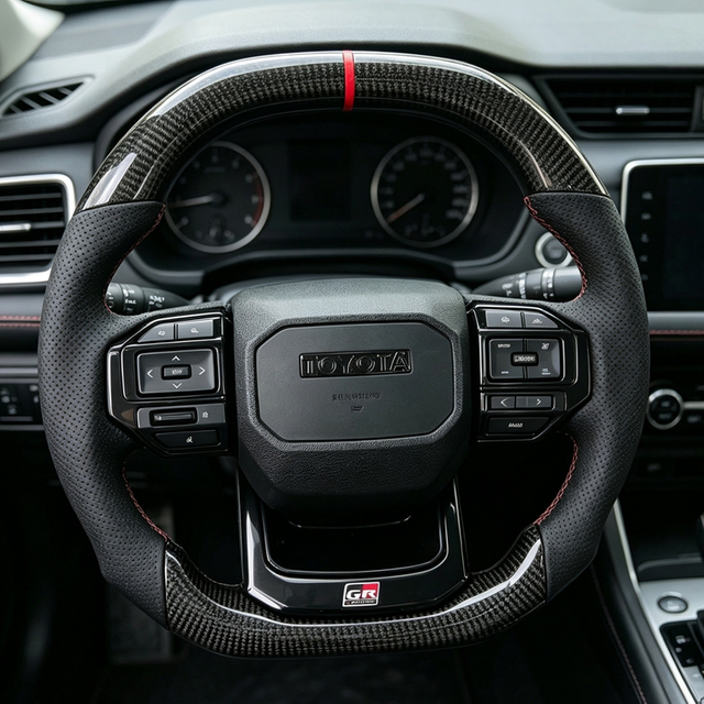 Modification Carbon Fiber Leather Steering Wheel for Corolla LC300 Hilux Fortuner Land Cruiser GR Car