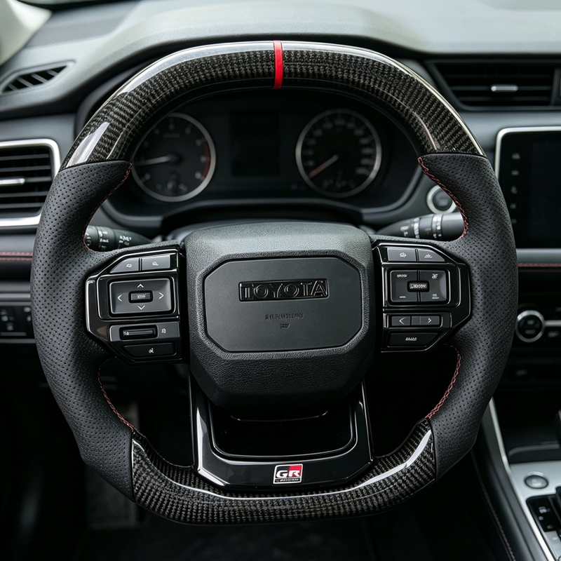 Modification Carbon Fiber Leather Steering Wheel for Corolla LC300 Hilux Fortuner Land Cruiser GR Car